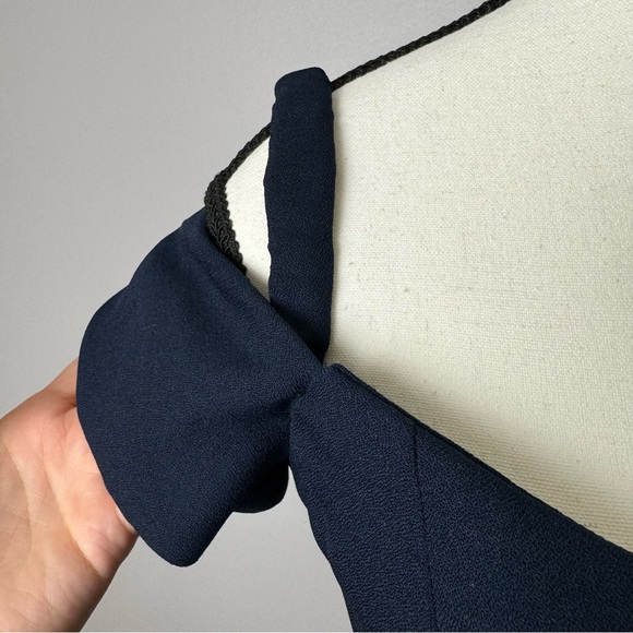 Vera Wang vintage navy knee length off the shoulder cocktail dress size 10 - Picture 10 of 10